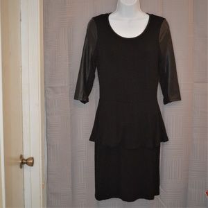 Kensie layered dress with faux leather sleeves